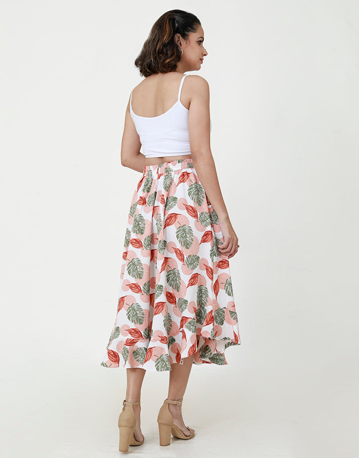 Printed Midi Flared Skirt