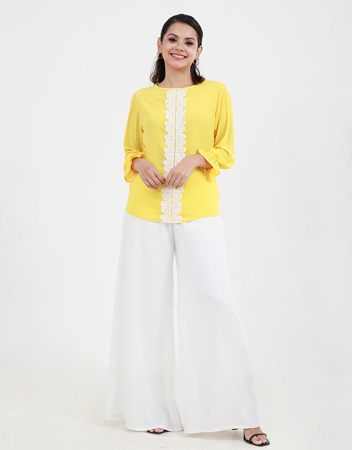 Round Neck Blouse with Balloon Sleeves