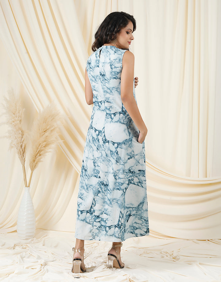 Sleeveless Marble Printed Dress