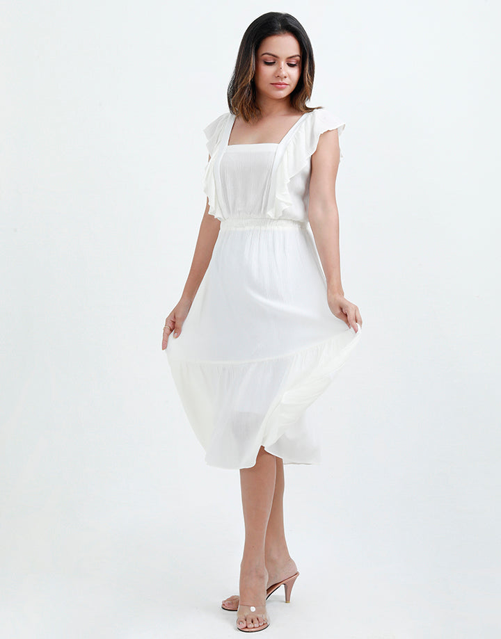 Square Neck Dress With Frills