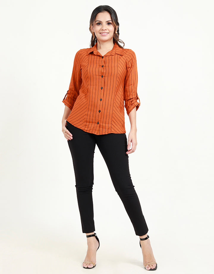 Stripped Button Down Shirt In Long Sleeves