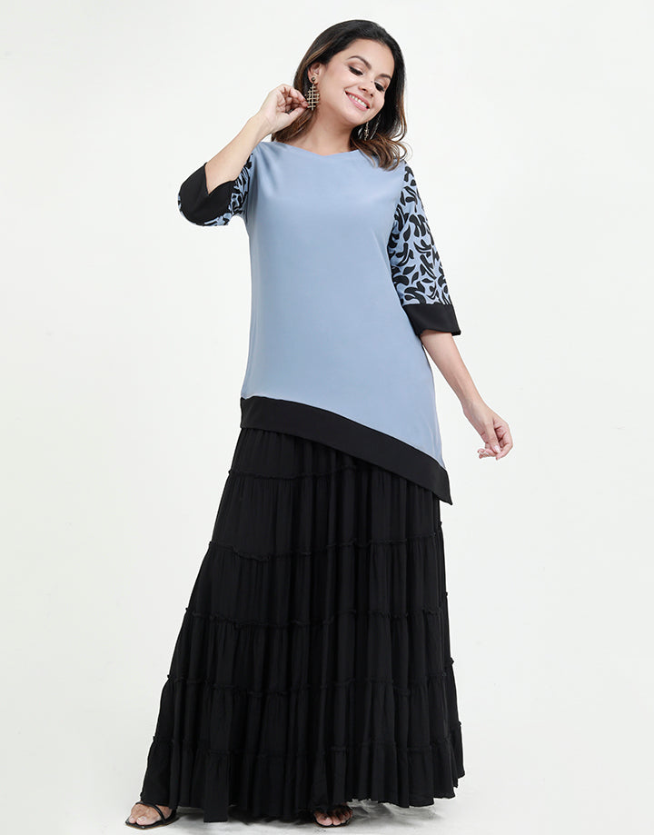 V-Neck Blouse with Bonded Detailed Sleeves