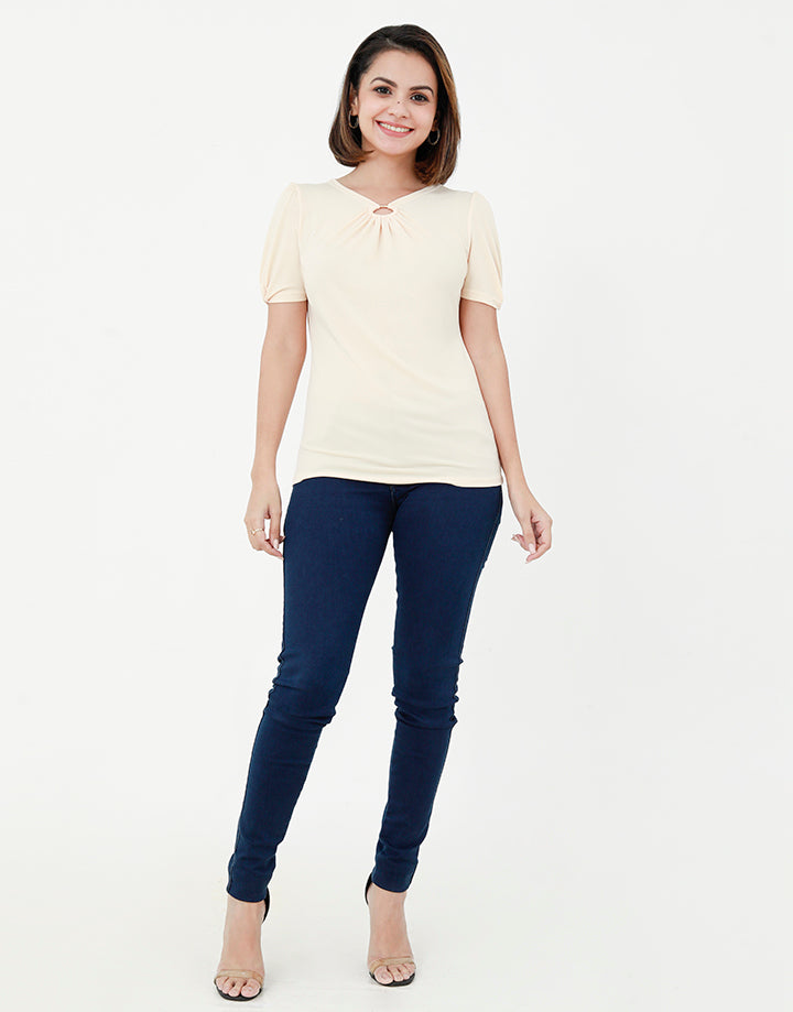 V-Neck Top with Ring Embellishment