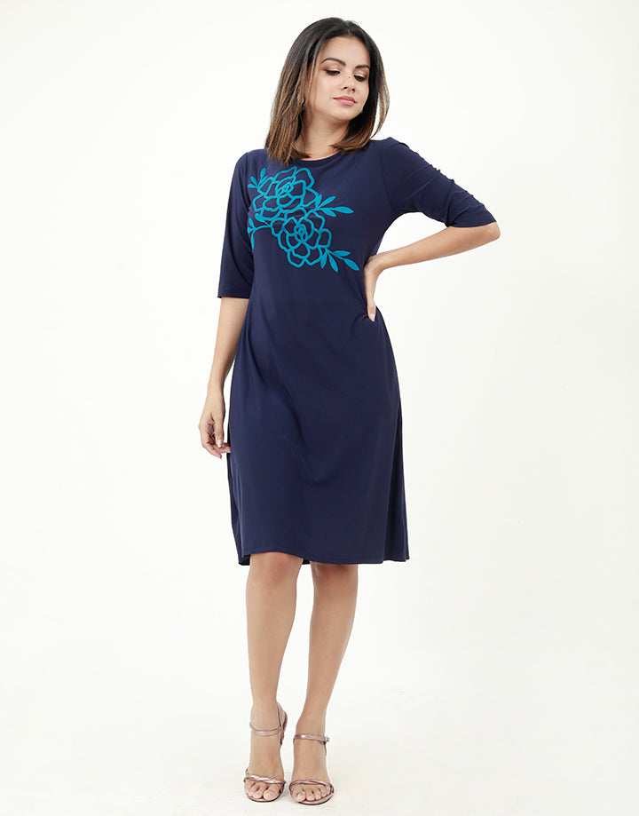 Shift Dress with Bonded Detail