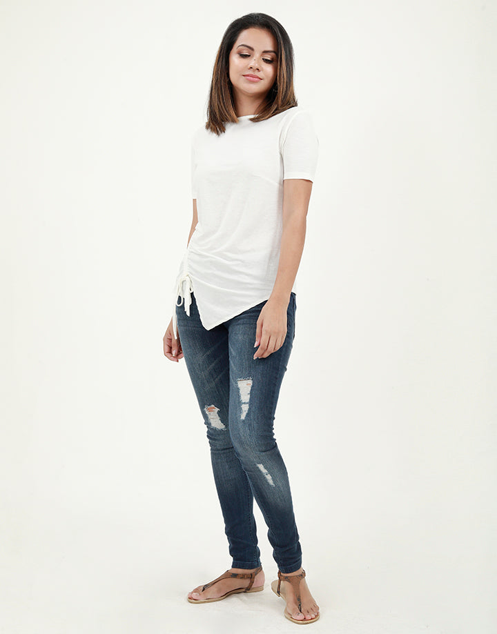 Short Sleeves Side Ruched T-Shirt
