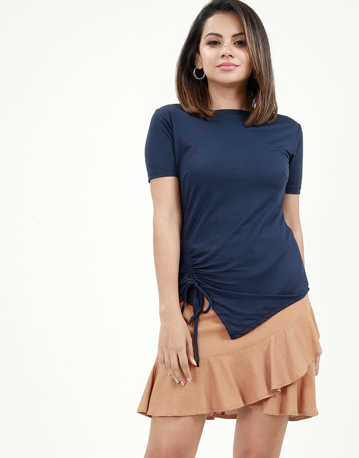 Short Sleeves Side Ruched T-Shirt